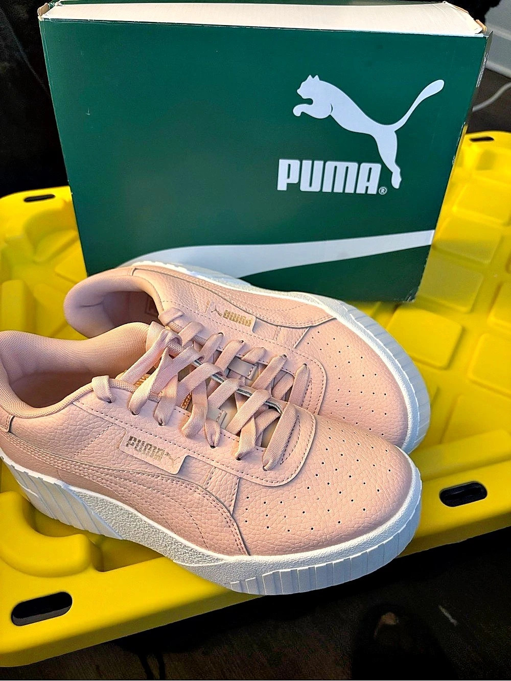 Puma Cali Wedge Lthr Wns Pink & White US 9.5
